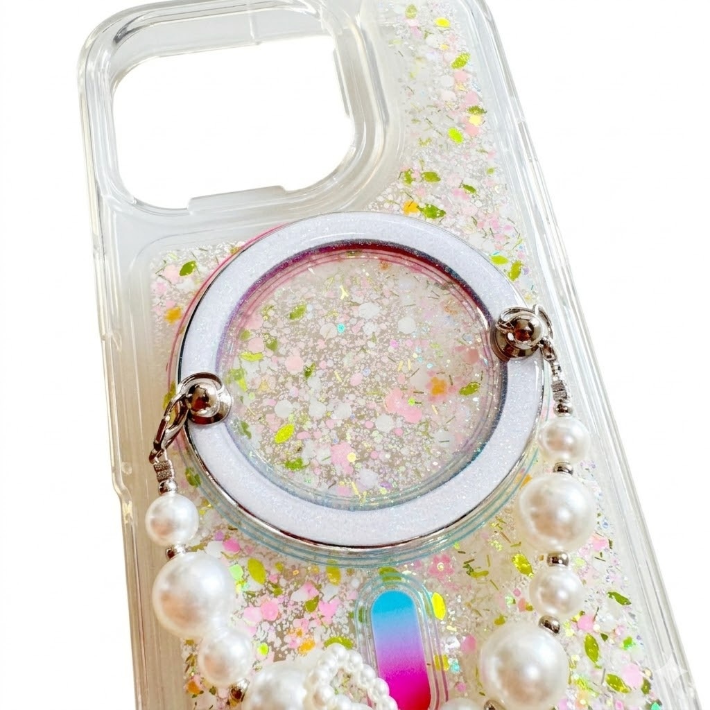 Magnetic Beaded Phone Charm with Mirror