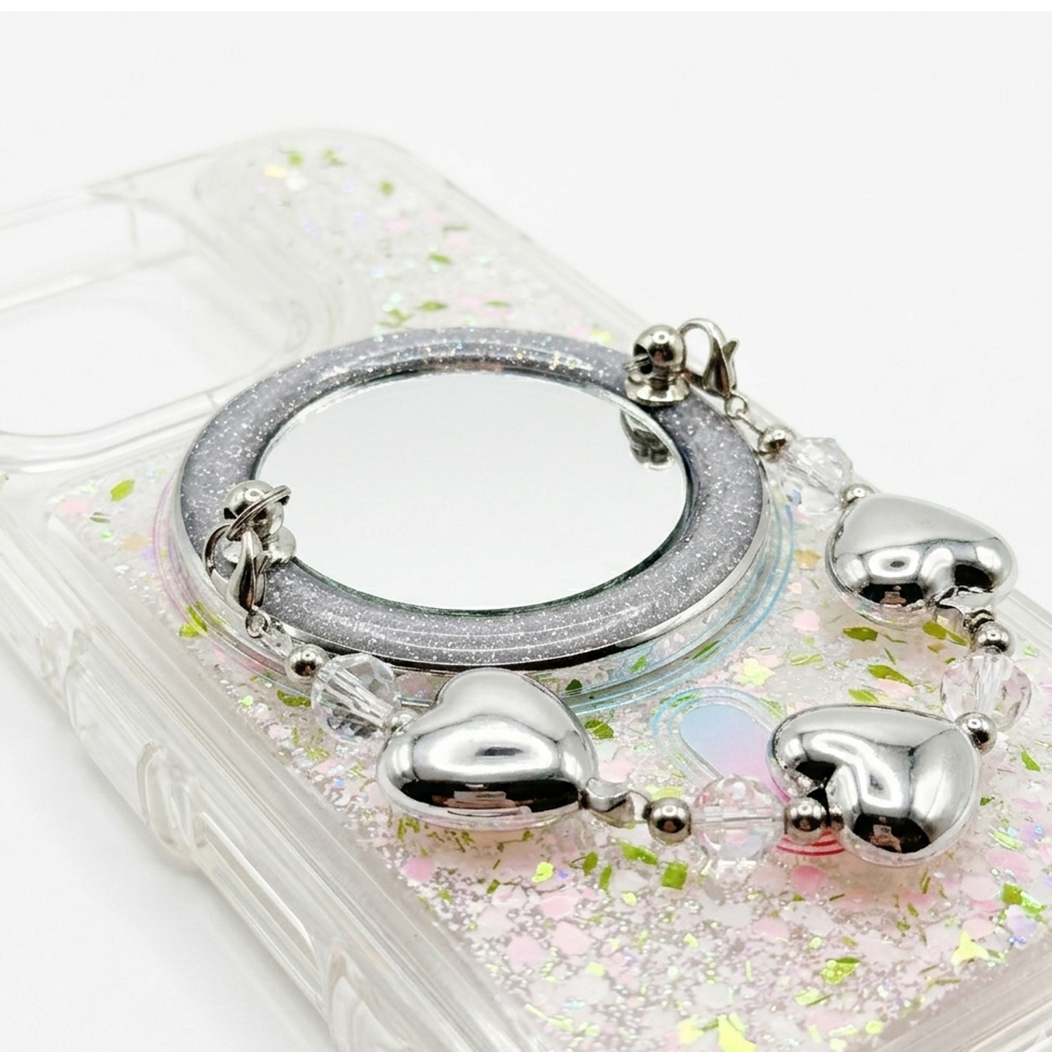 Magnetic Beaded Phone Charm with Mirror