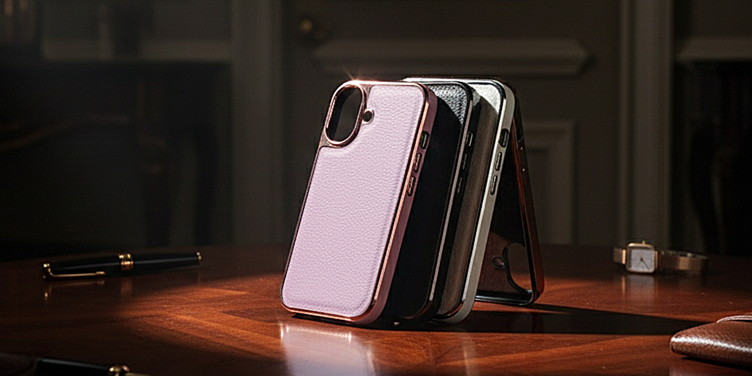 PU Leather Phone Case with Metallic Frame