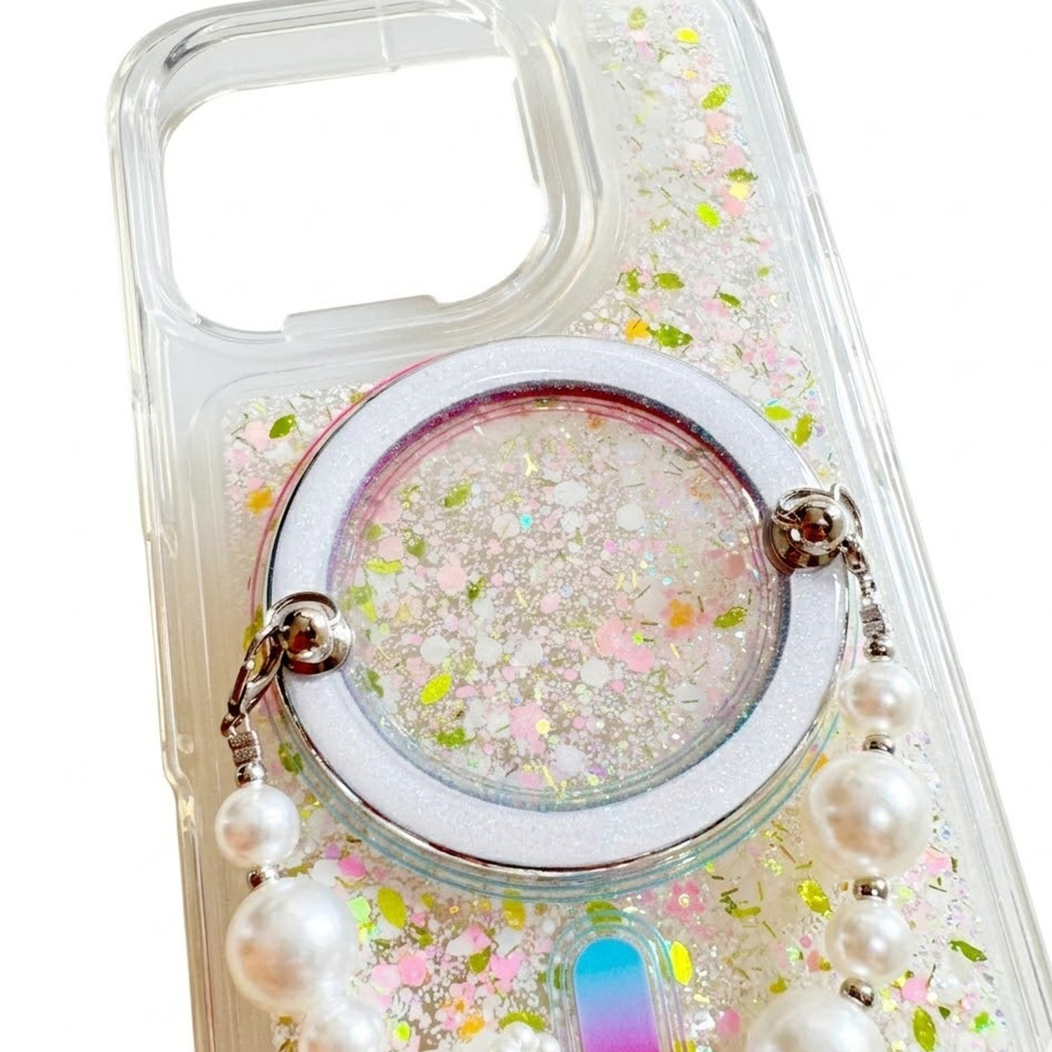 Magnetic Beaded Phone Charm with Mirror