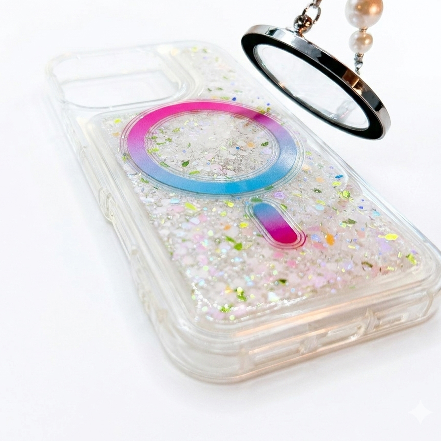Magnetic Beaded Phone Charm with Mirror