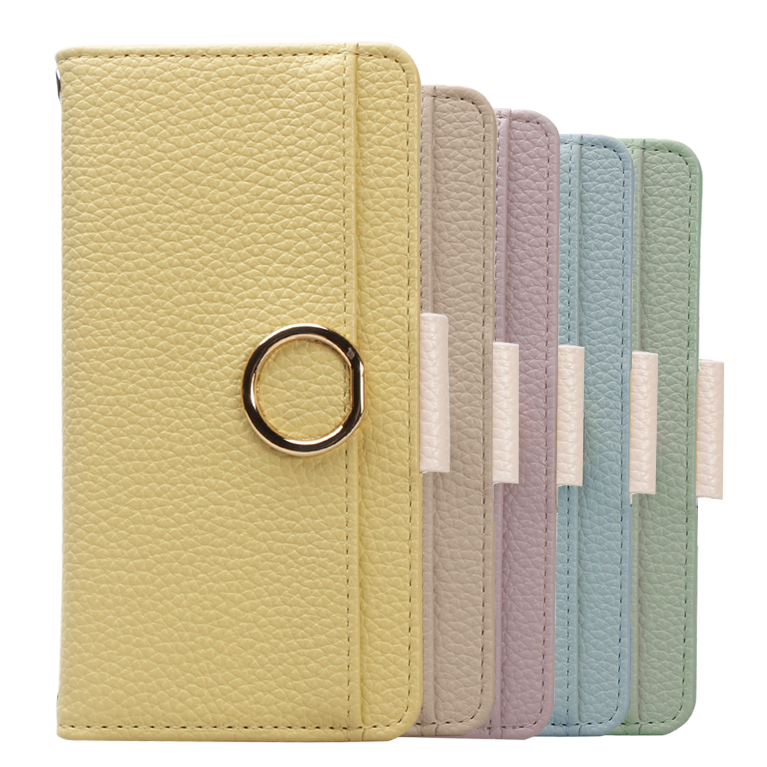 Premium leather case with chic gold‑tone ring, Three card slots for organized daily essentials, Foldable back offering stable hands‑free viewing, Magnetic closure providing secure full‑body protection, Triwood Tech luxury leather flip phone case, OEM ODM 