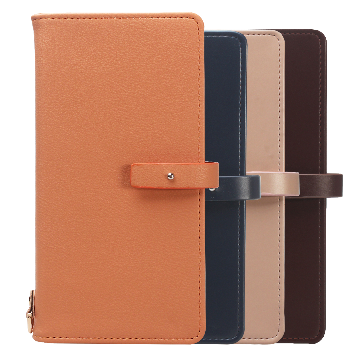 Morandi‑style leather phone case with clean lines, secure stud closure and durable, shown in elegant neutral tones