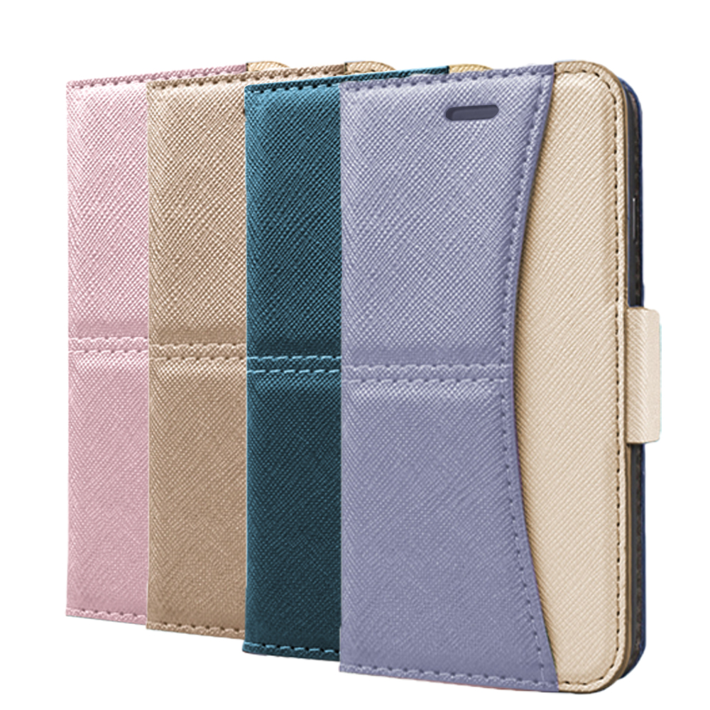 Two-Tone PU & Leather Flip Phone Case